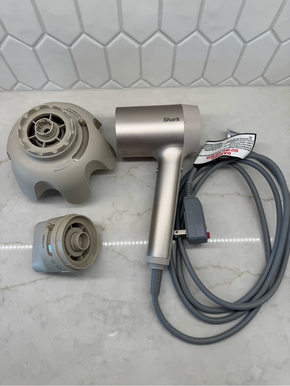 Silver Shark Hair Dryer with Attachments